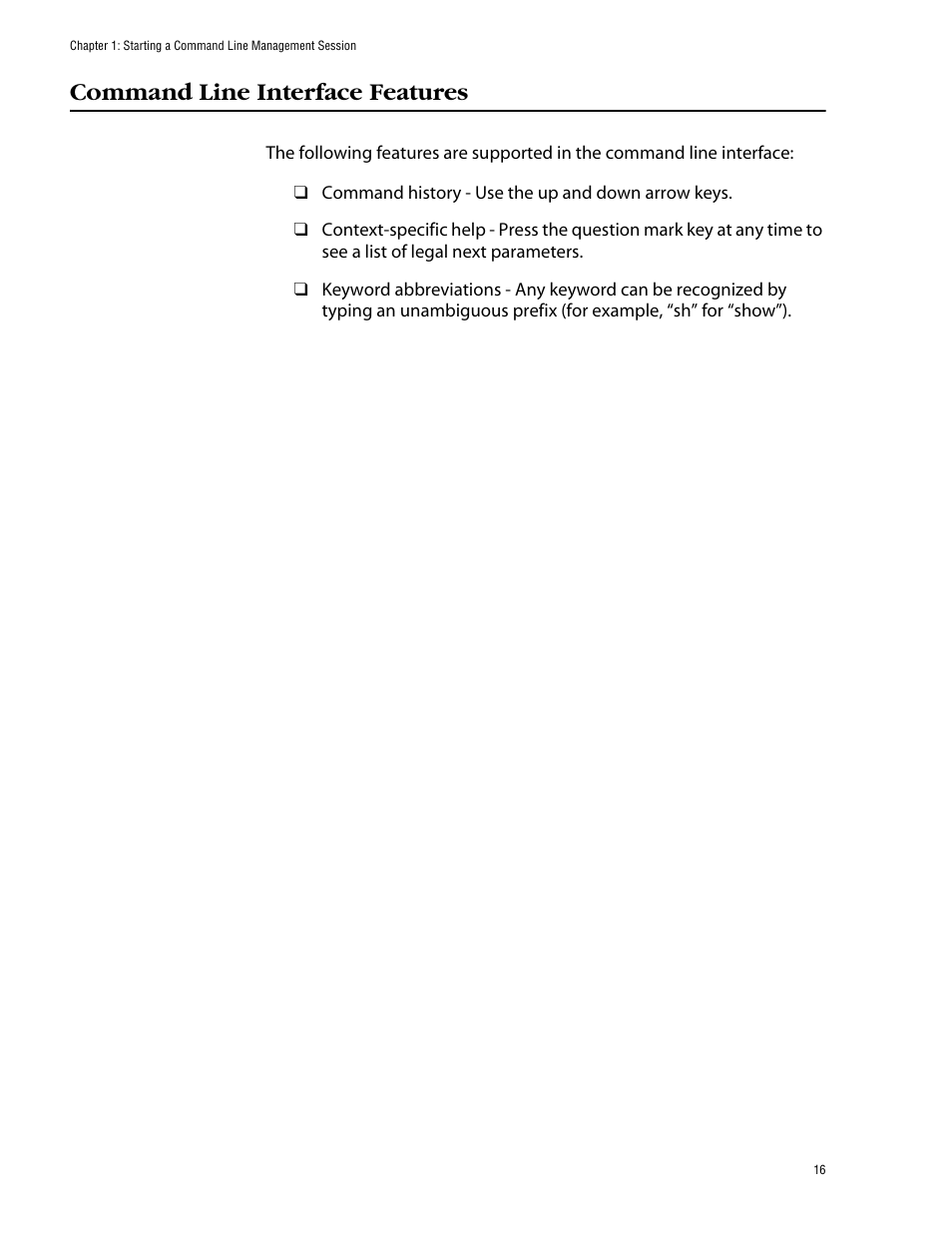 Command line interface features | Allied Telesis AT-S60 User Manual | Page 18 / 303