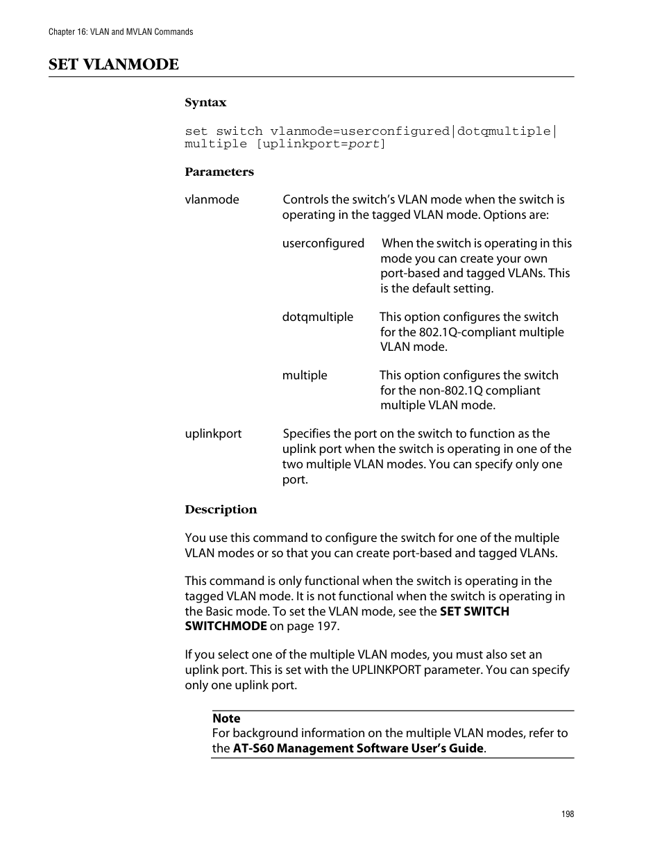 Set vlanmode | Allied Telesis AT-S60 User Manual | Page 200 / 303