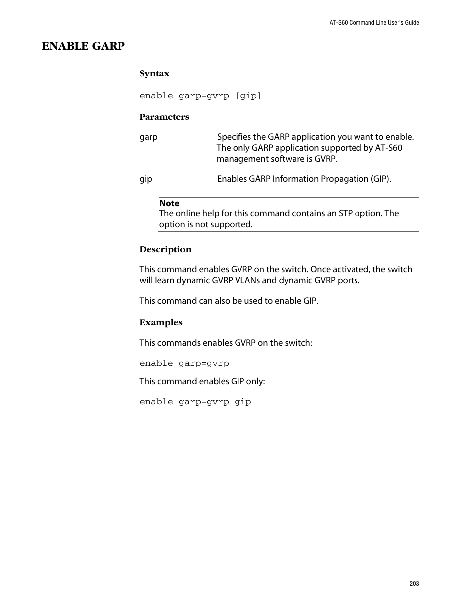 Enable garp | Allied Telesis AT-S60 User Manual | Page 205 / 303