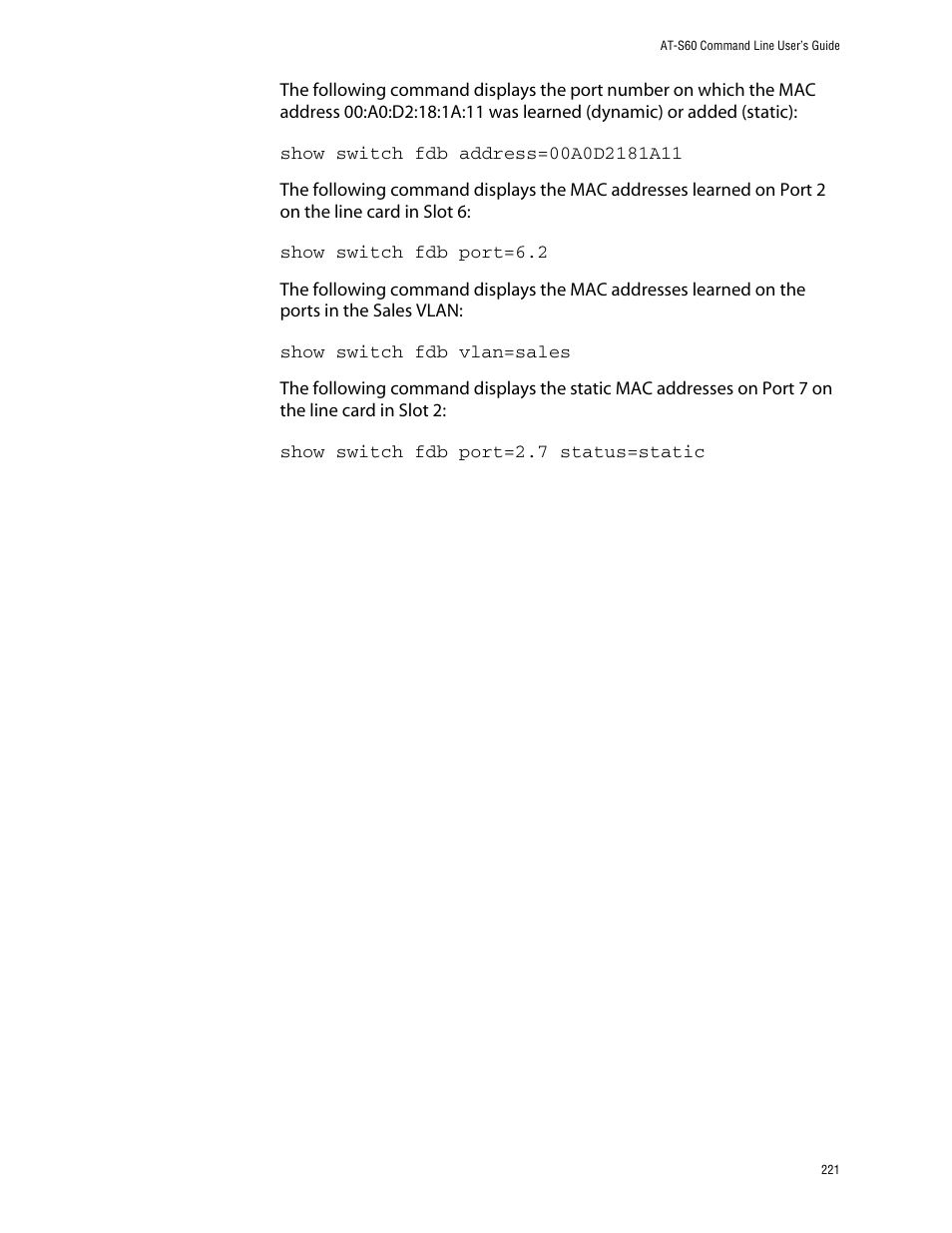 Allied Telesis AT-S60 User Manual | Page 223 / 303