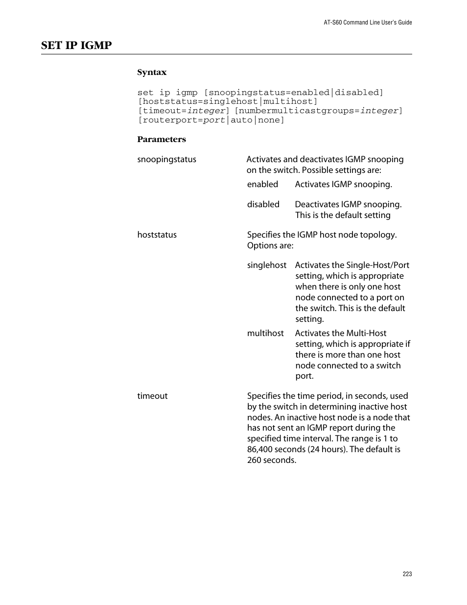 Set ip igmp | Allied Telesis AT-S60 User Manual | Page 225 / 303