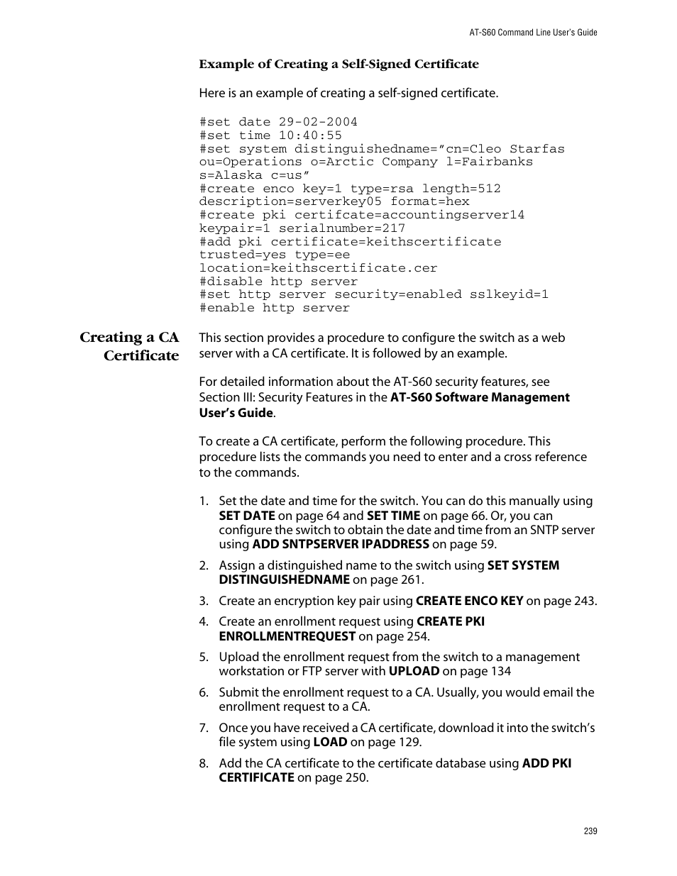 Creating a ca certificate | Allied Telesis AT-S60 User Manual | Page 241 / 303