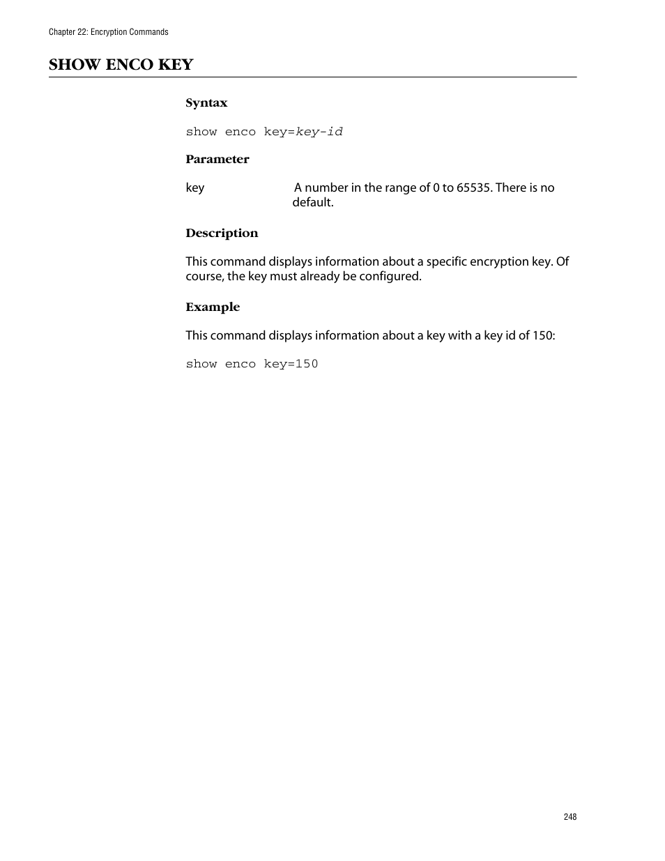 Show enco key | Allied Telesis AT-S60 User Manual | Page 250 / 303