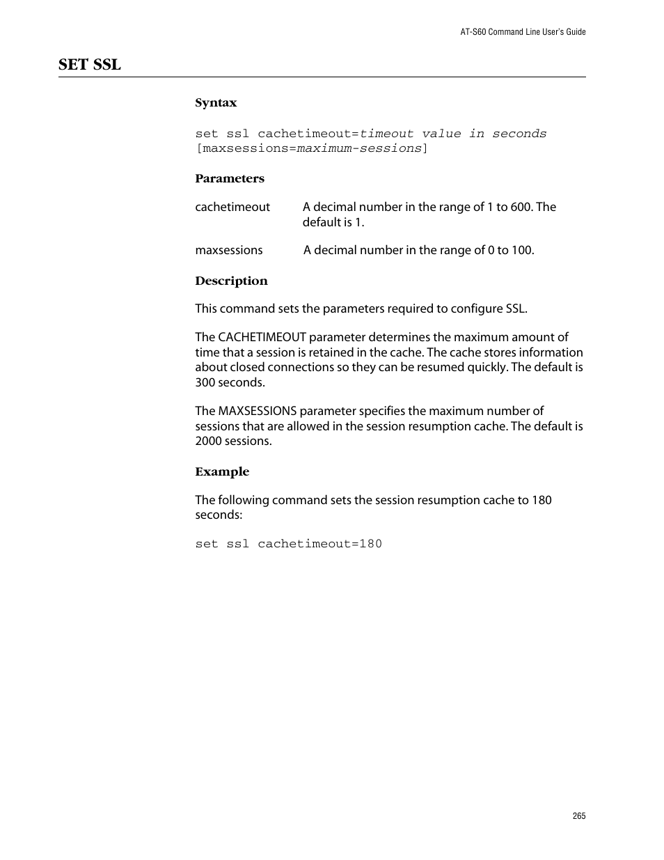 Set ssl | Allied Telesis AT-S60 User Manual | Page 267 / 303