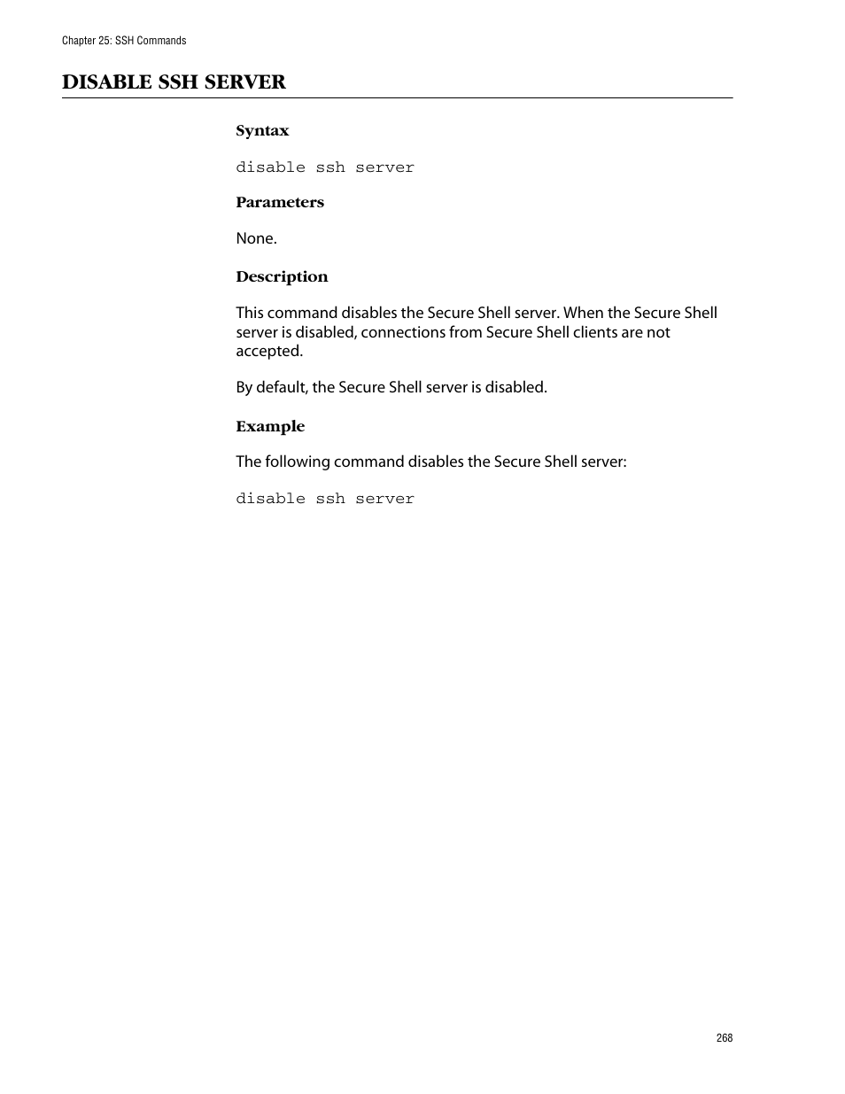 Disable ssh server | Allied Telesis AT-S60 User Manual | Page 270 / 303