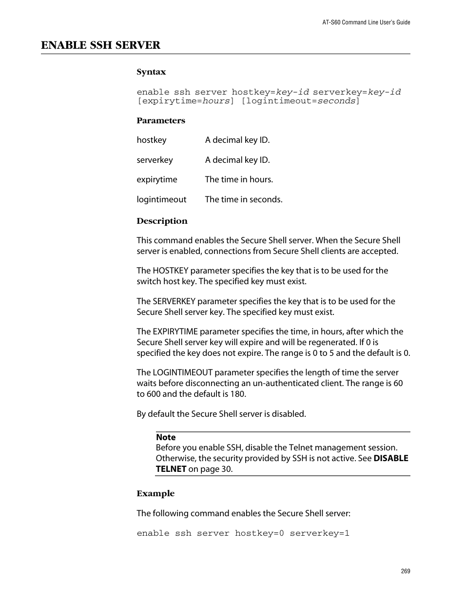 Enable ssh server | Allied Telesis AT-S60 User Manual | Page 271 / 303