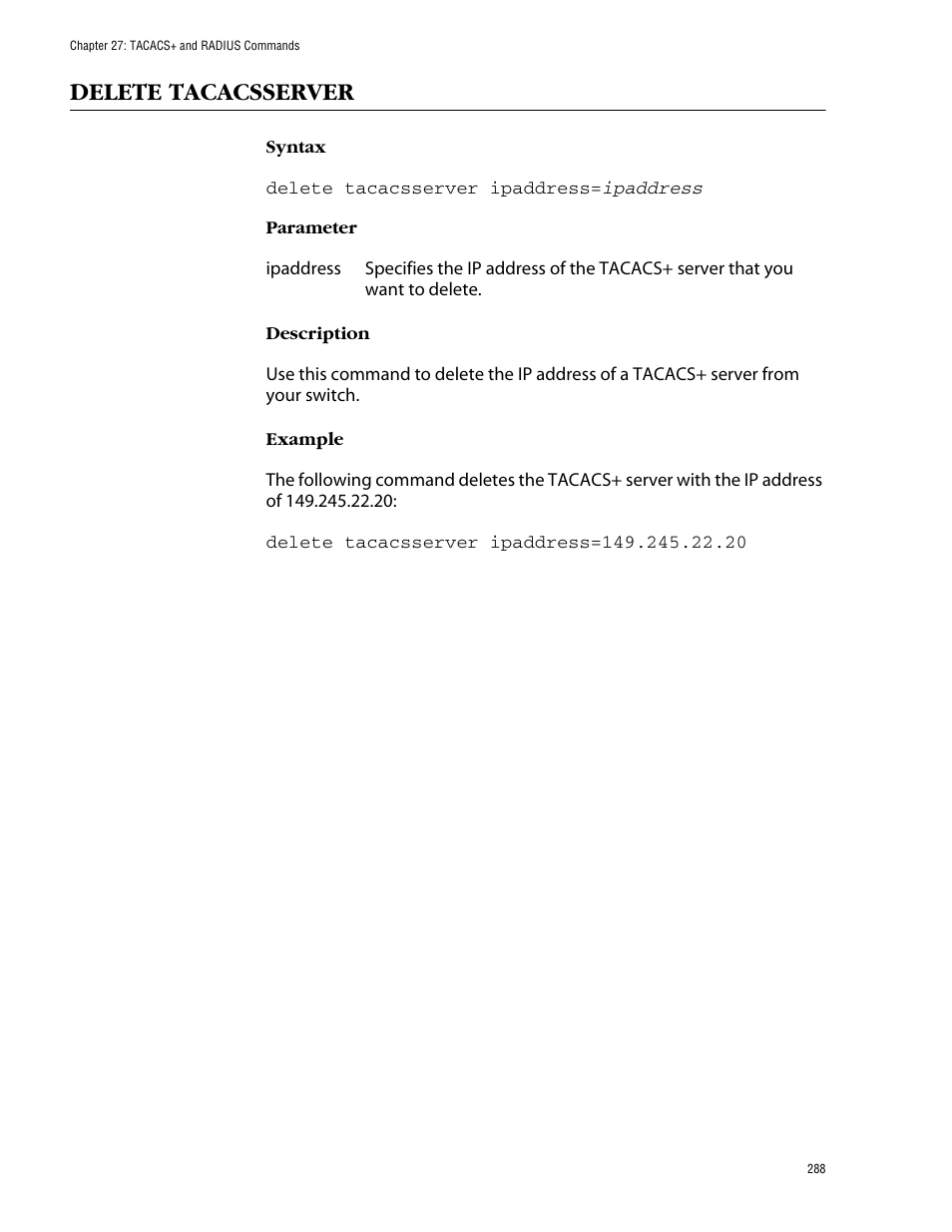 Delete tacacsserver | Allied Telesis AT-S60 User Manual | Page 290 / 303