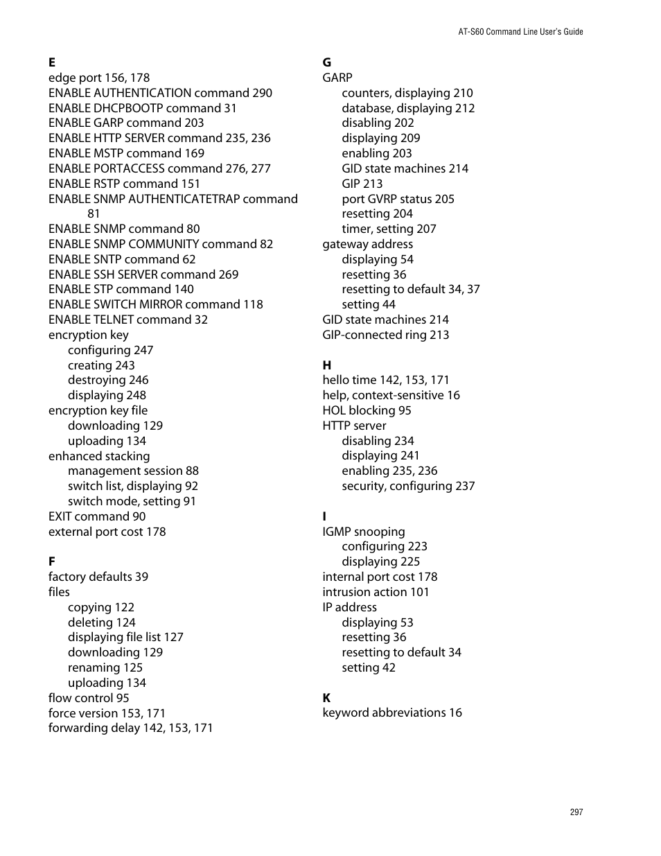 Allied Telesis AT-S60 User Manual | Page 299 / 303