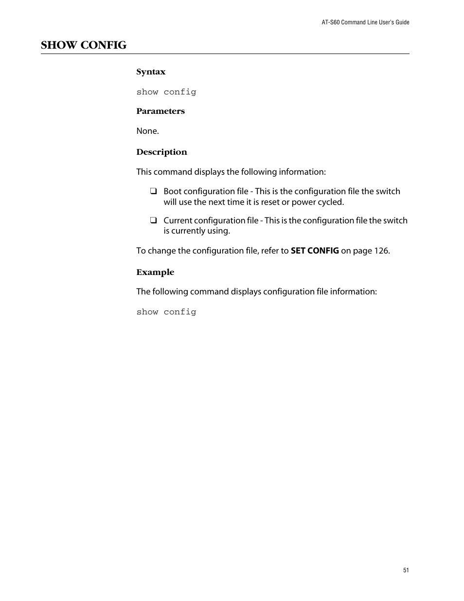 Show config | Allied Telesis AT-S60 User Manual | Page 53 / 303