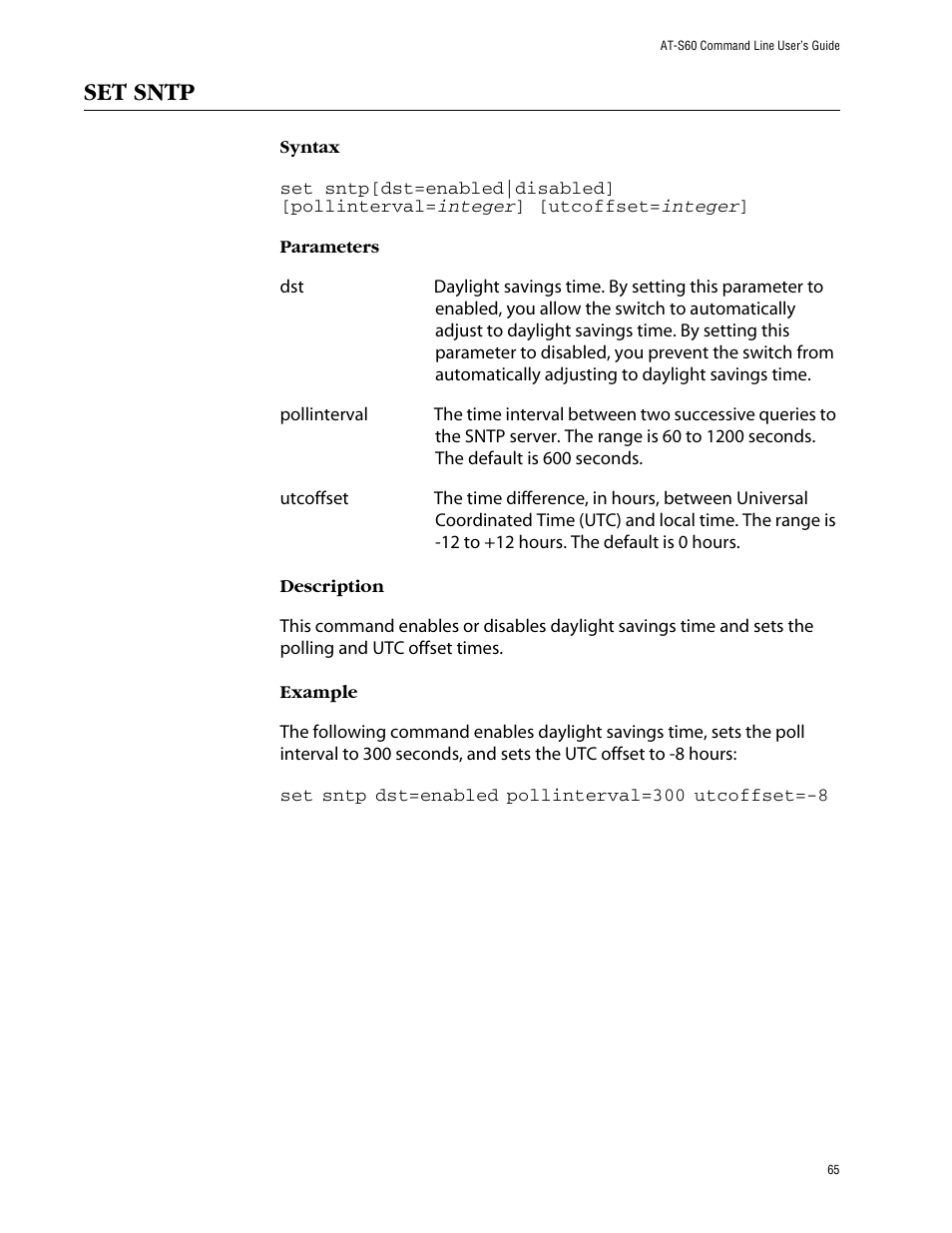 Set sntp | Allied Telesis AT-S60 User Manual | Page 67 / 303