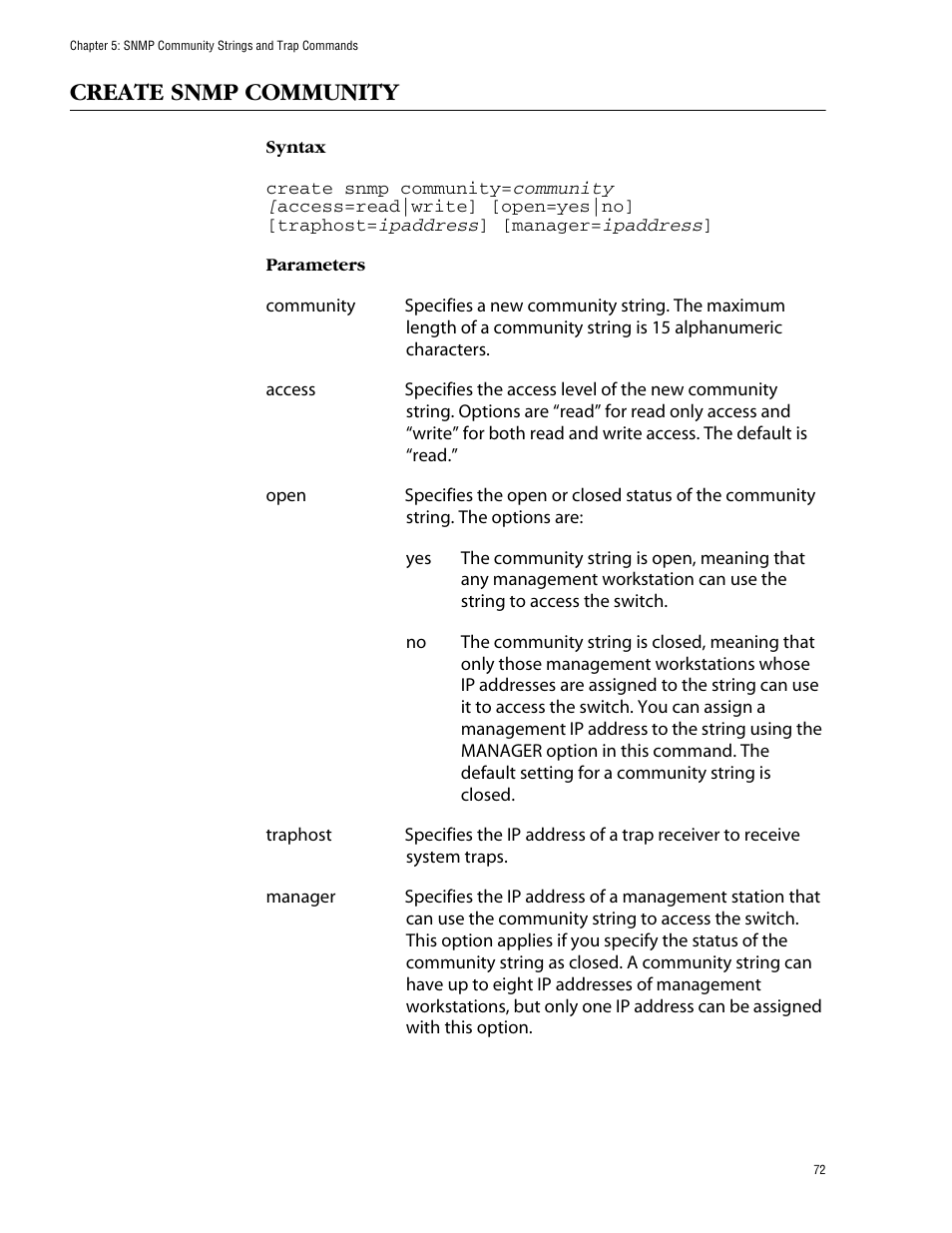 Create snmp community | Allied Telesis AT-S60 User Manual | Page 74 / 303