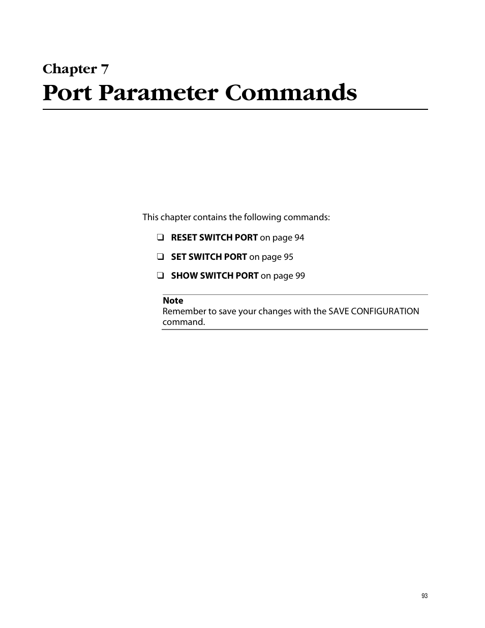 Chapter 7, Port parameter commands | Allied Telesis AT-S60 User Manual | Page 95 / 303