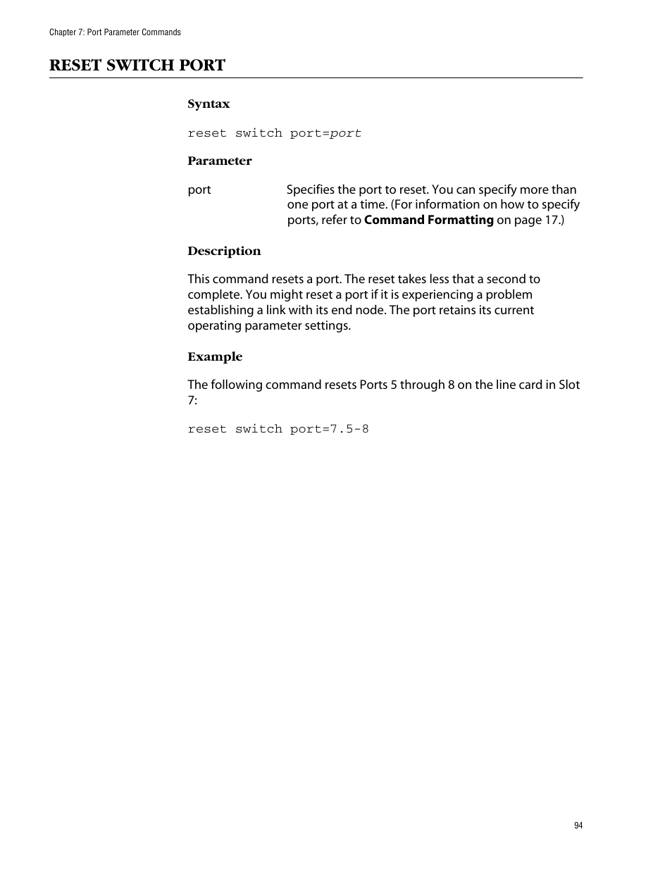 Reset switch port | Allied Telesis AT-S60 User Manual | Page 96 / 303