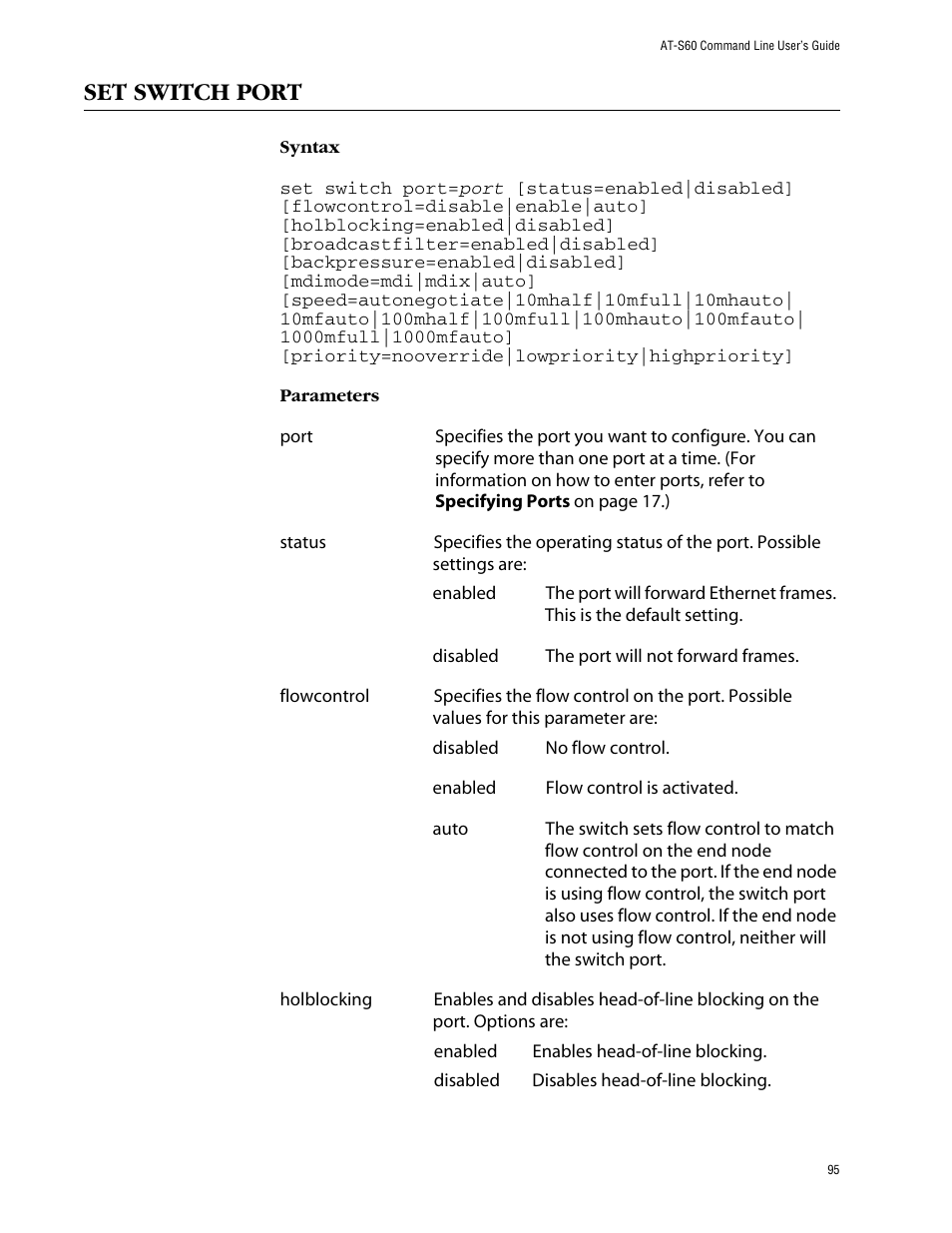 Set switch port | Allied Telesis AT-S60 User Manual | Page 97 / 303