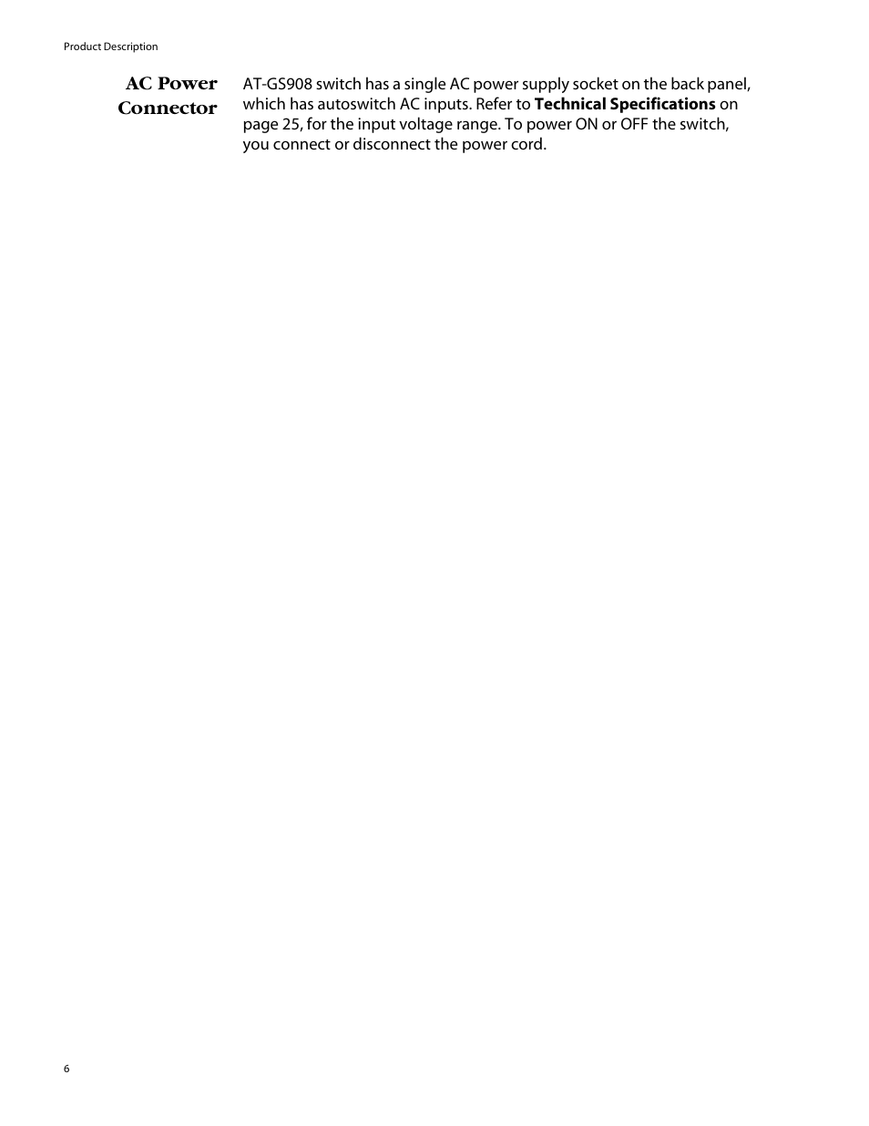 Ac power connector | Allied Telesis AT-GS908 User Manual | Page 16 / 52