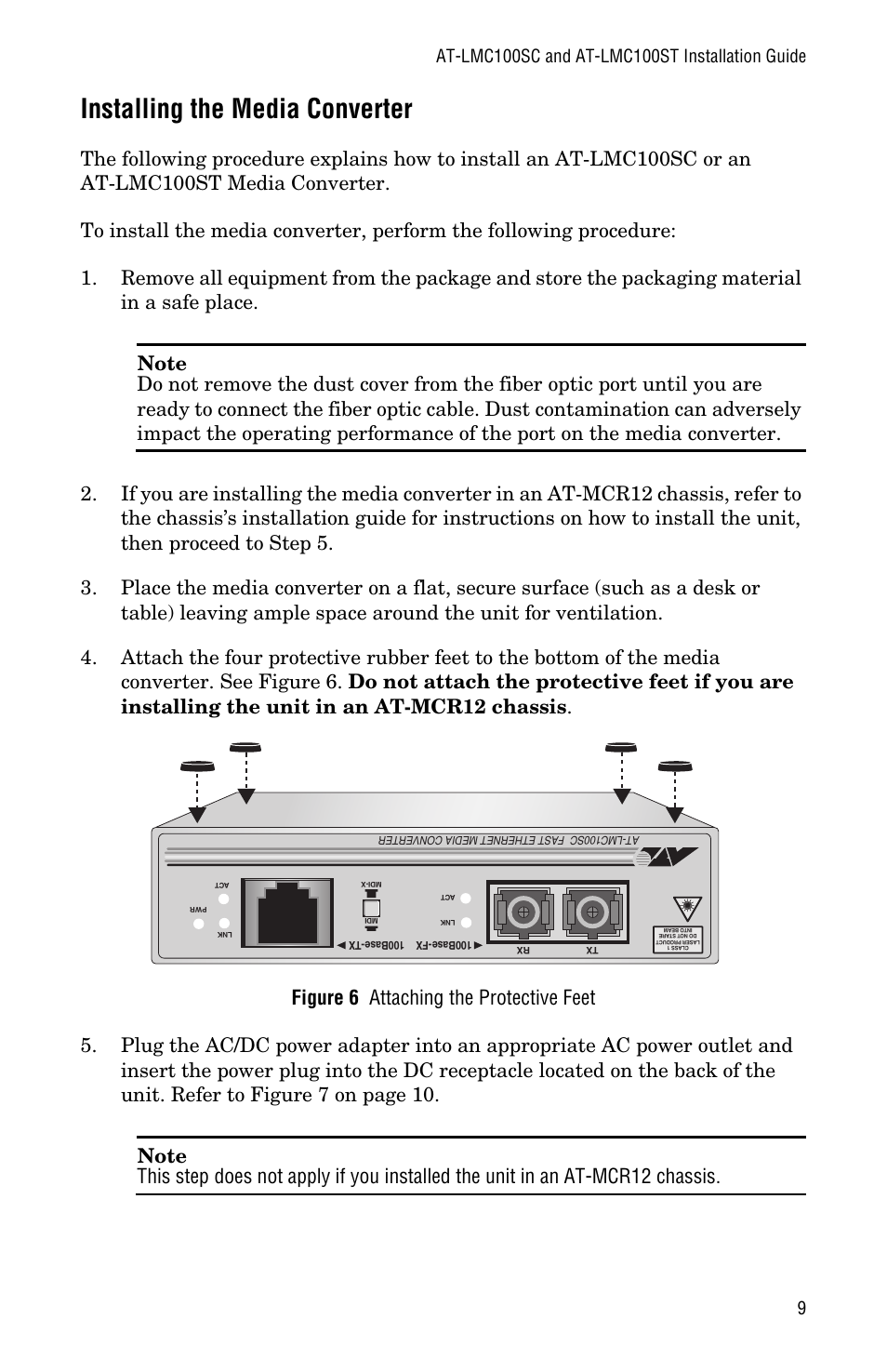 Installing the media converter | Allied Telesis AT-LMC100ST User Manual | Page 19 / 44