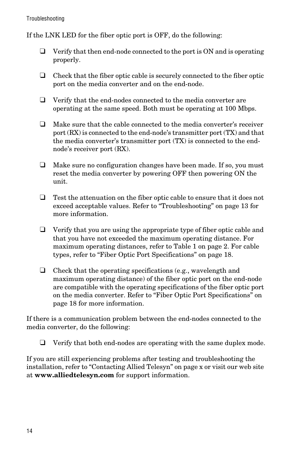 Allied Telesis AT-LMC100ST User Manual | Page 24 / 44