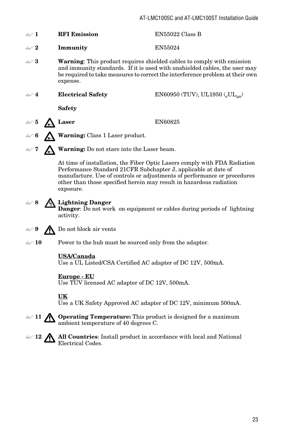 Allied Telesis AT-LMC100ST User Manual | Page 33 / 44