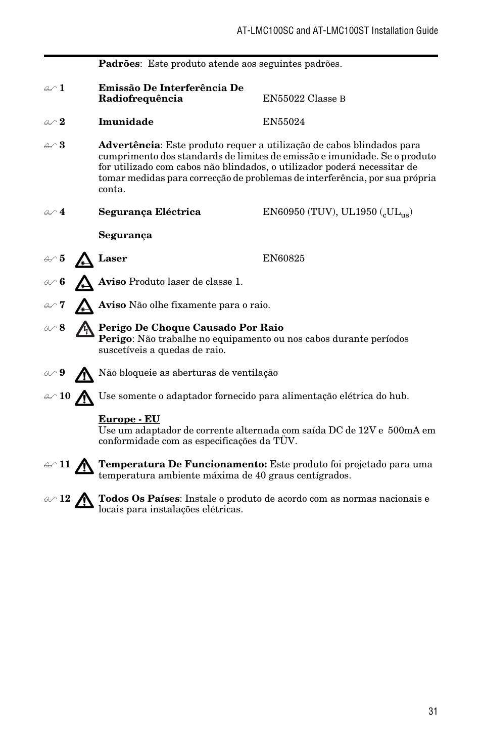 Allied Telesis AT-LMC100ST User Manual | Page 41 / 44