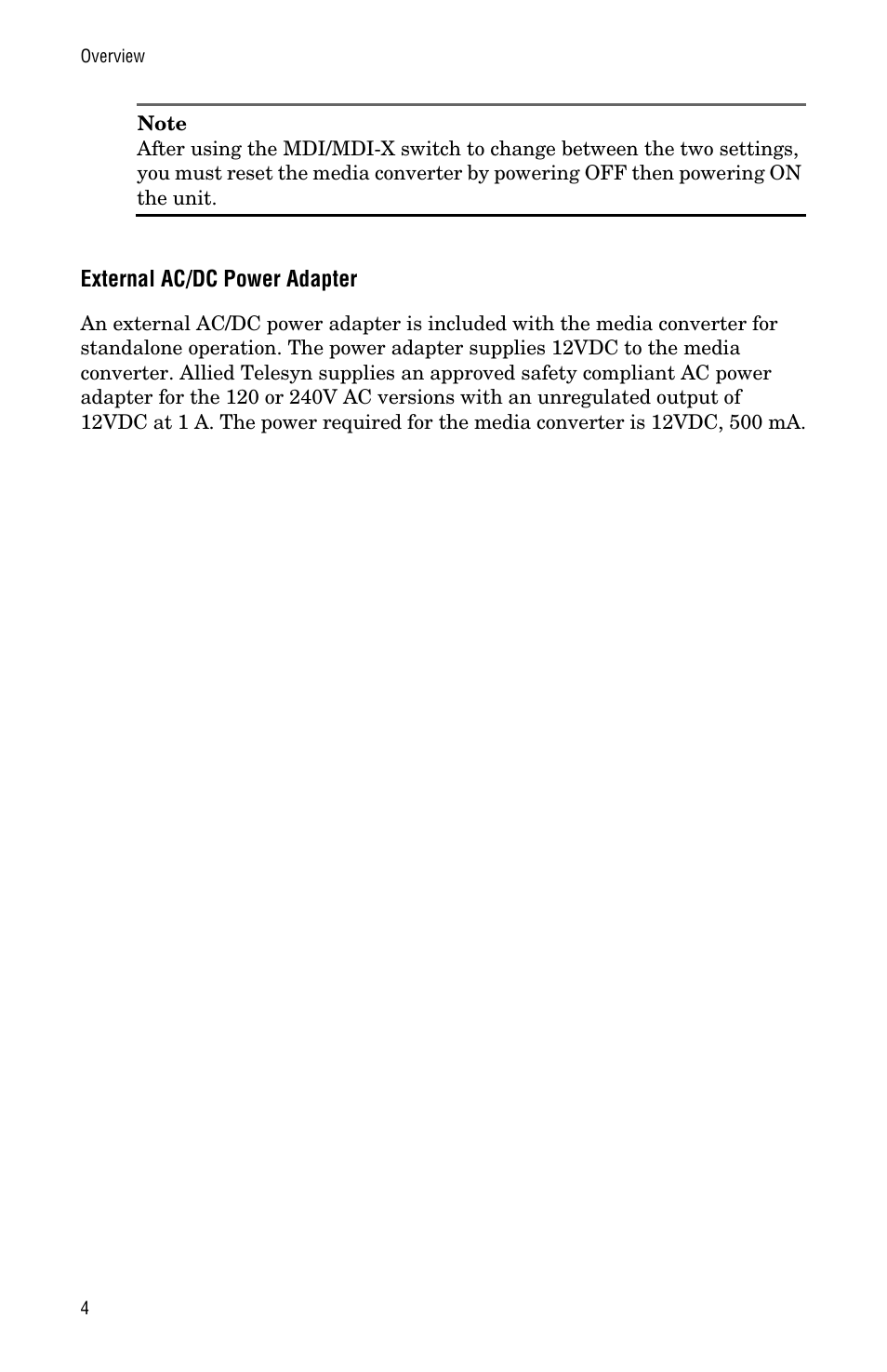 External ac/dc power adapter | Allied Telesis AT-LMC10ST User Manual | Page 14 / 44