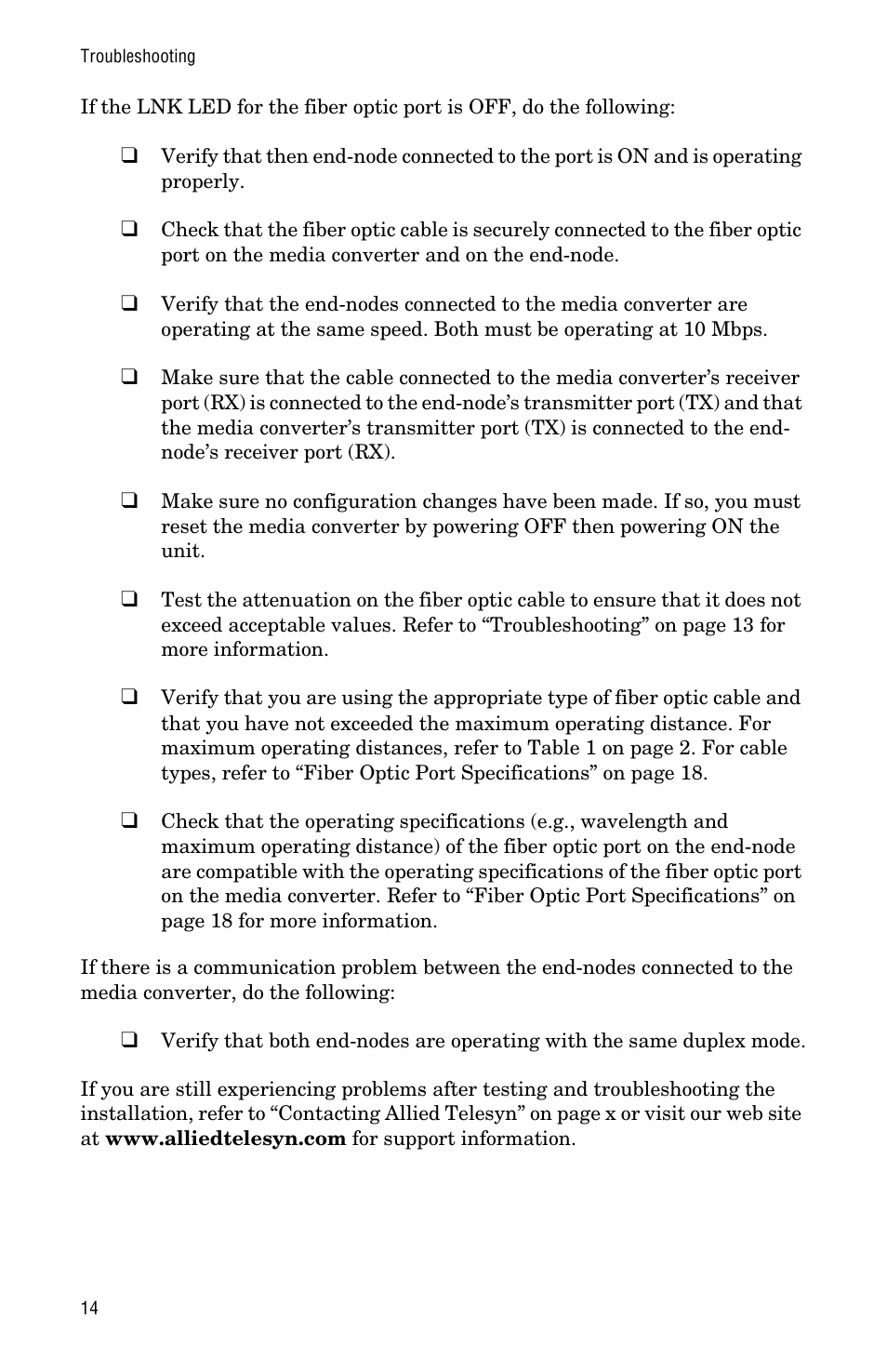 Allied Telesis AT-LMC10ST User Manual | Page 24 / 44