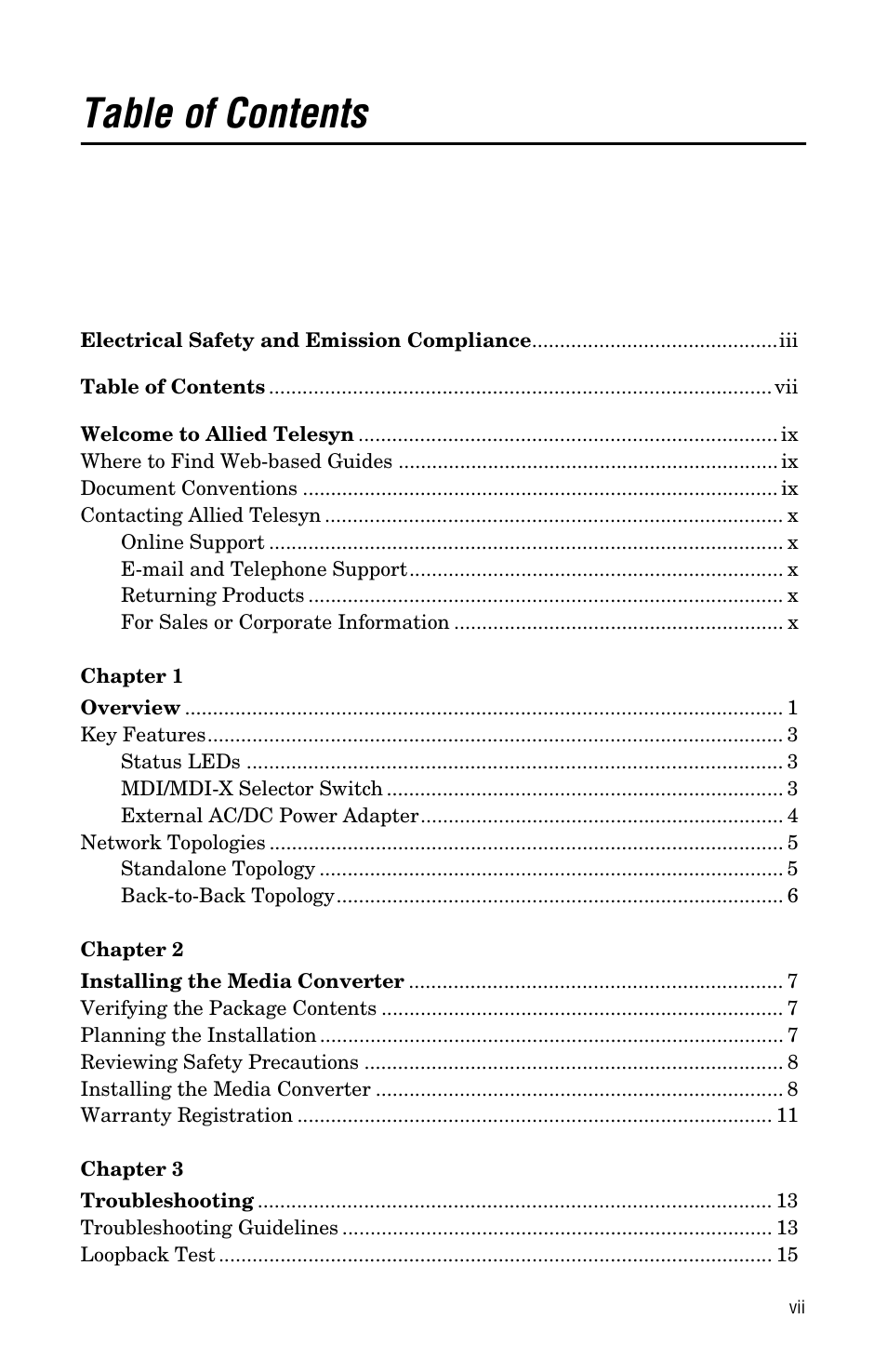 Allied Telesis AT-LMC10ST User Manual | Page 7 / 44