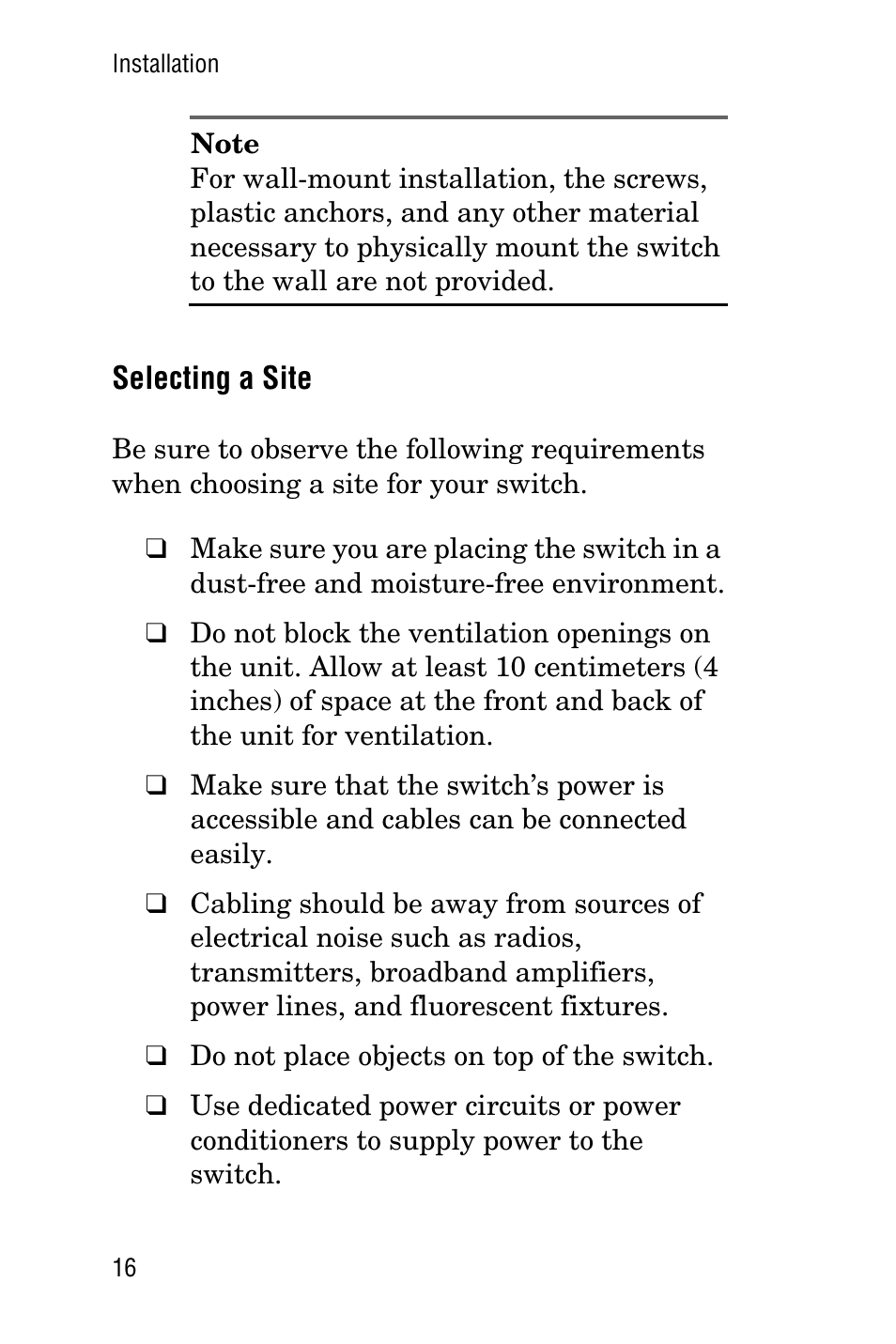 Selecting a site | Allied Telesis AT-FS705LE User Manual | Page 28 / 60