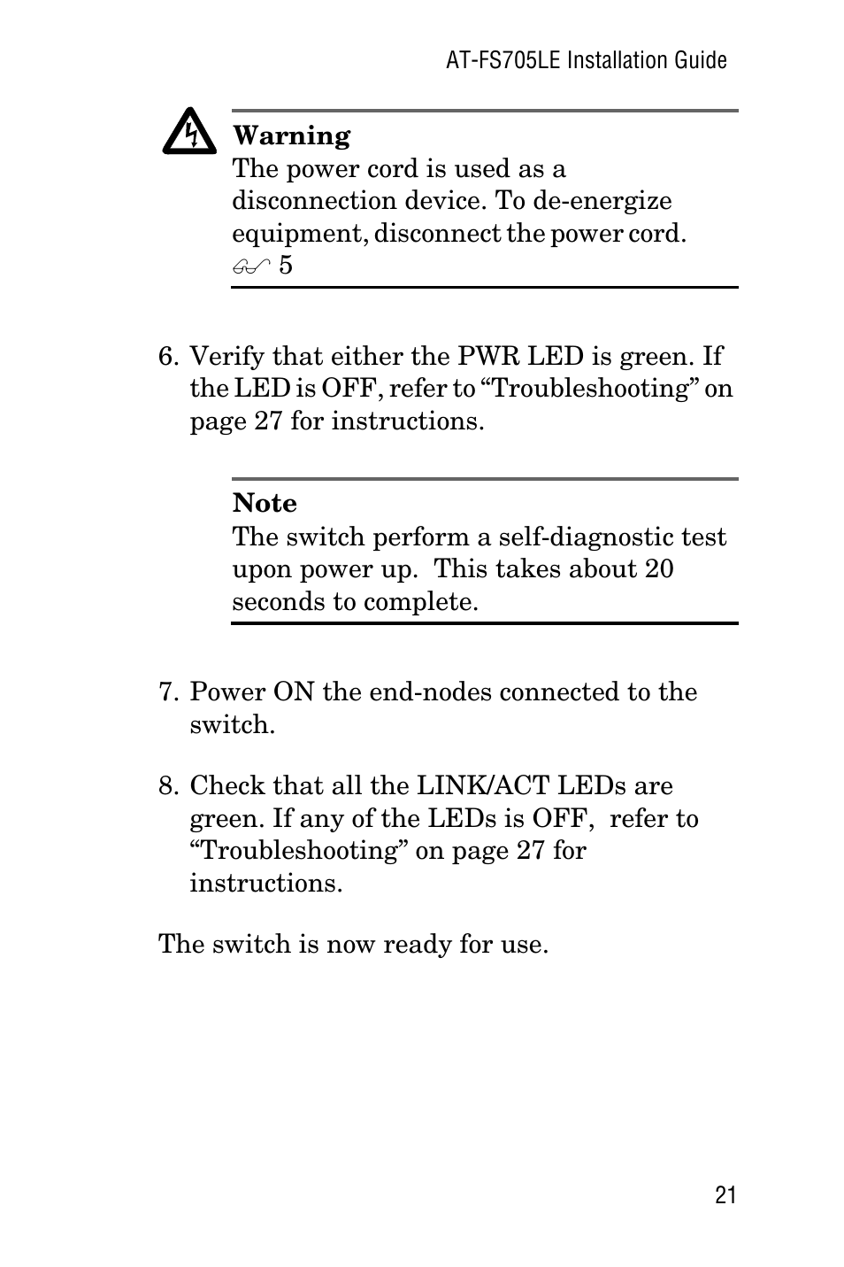 Allied Telesis AT-FS705LE User Manual | Page 33 / 60