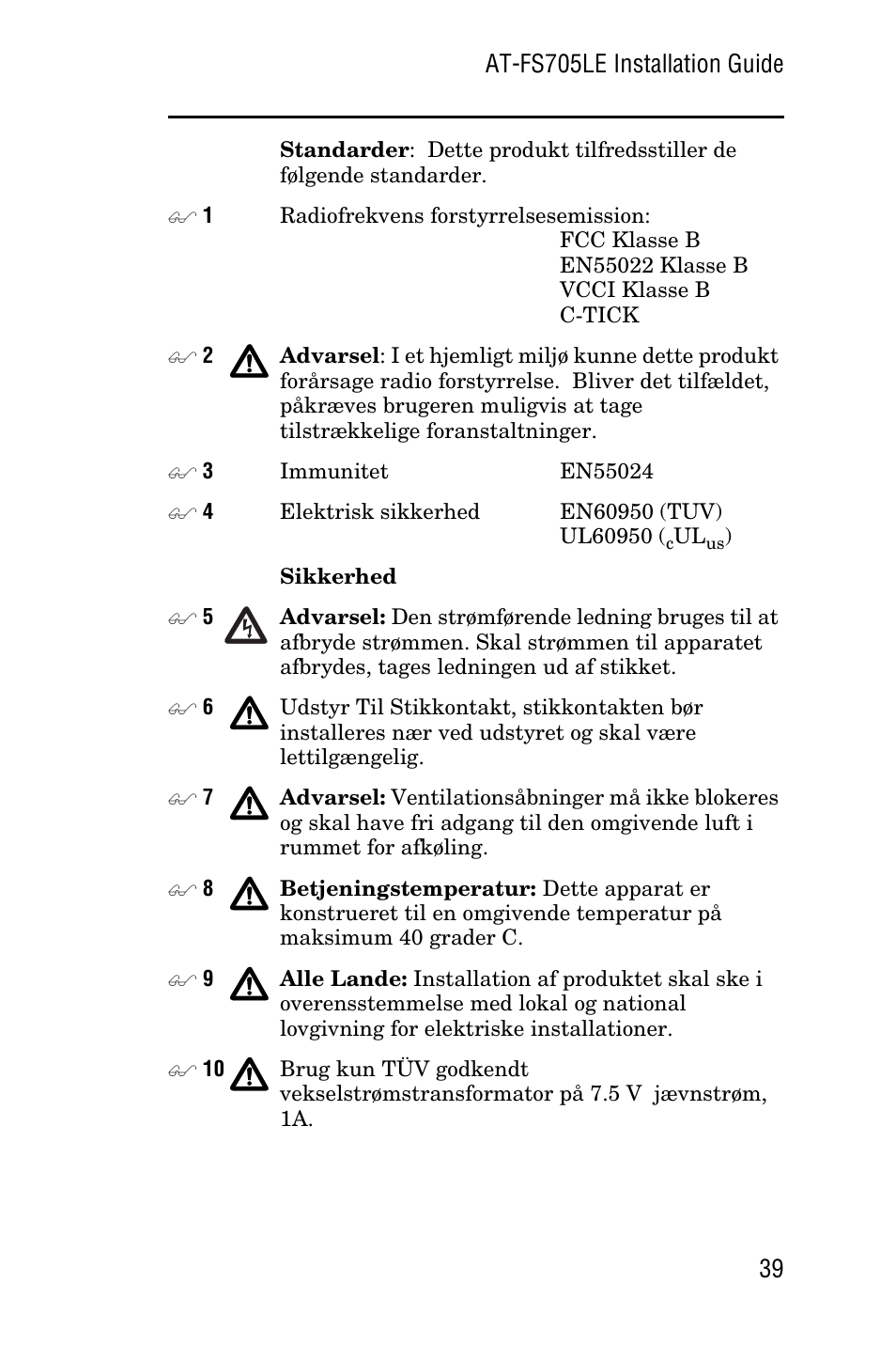 Allied Telesis AT-FS705LE User Manual | Page 51 / 60