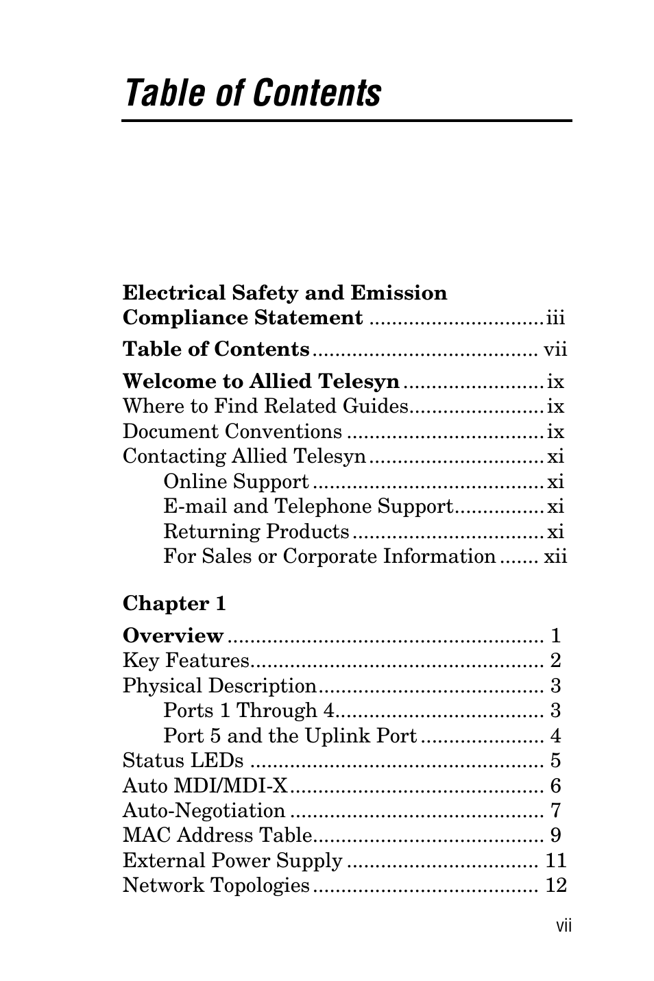 Allied Telesis AT-FS705LE User Manual | Page 7 / 60