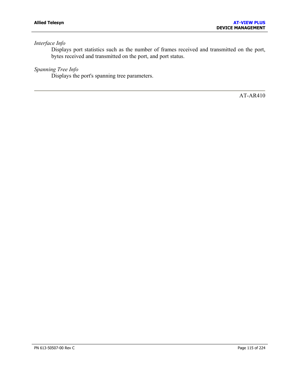 Allied Telesis AT-VIEW PLUS 2.3 DEVICE MANAGEMENT User Manual | Page 115 / 224