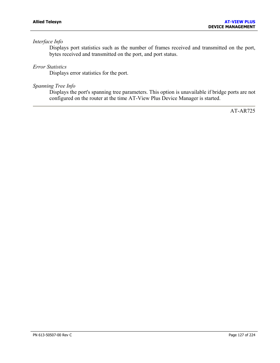 Allied Telesis AT-VIEW PLUS 2.3 DEVICE MANAGEMENT User Manual | Page 127 / 224