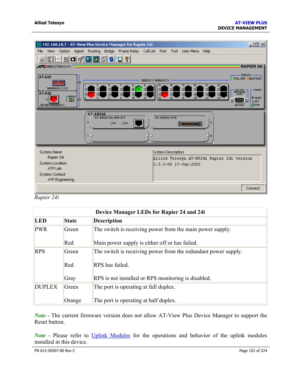 Allied Telesis AT-VIEW PLUS 2.3 DEVICE MANAGEMENT User Manual | Page 152 / 224