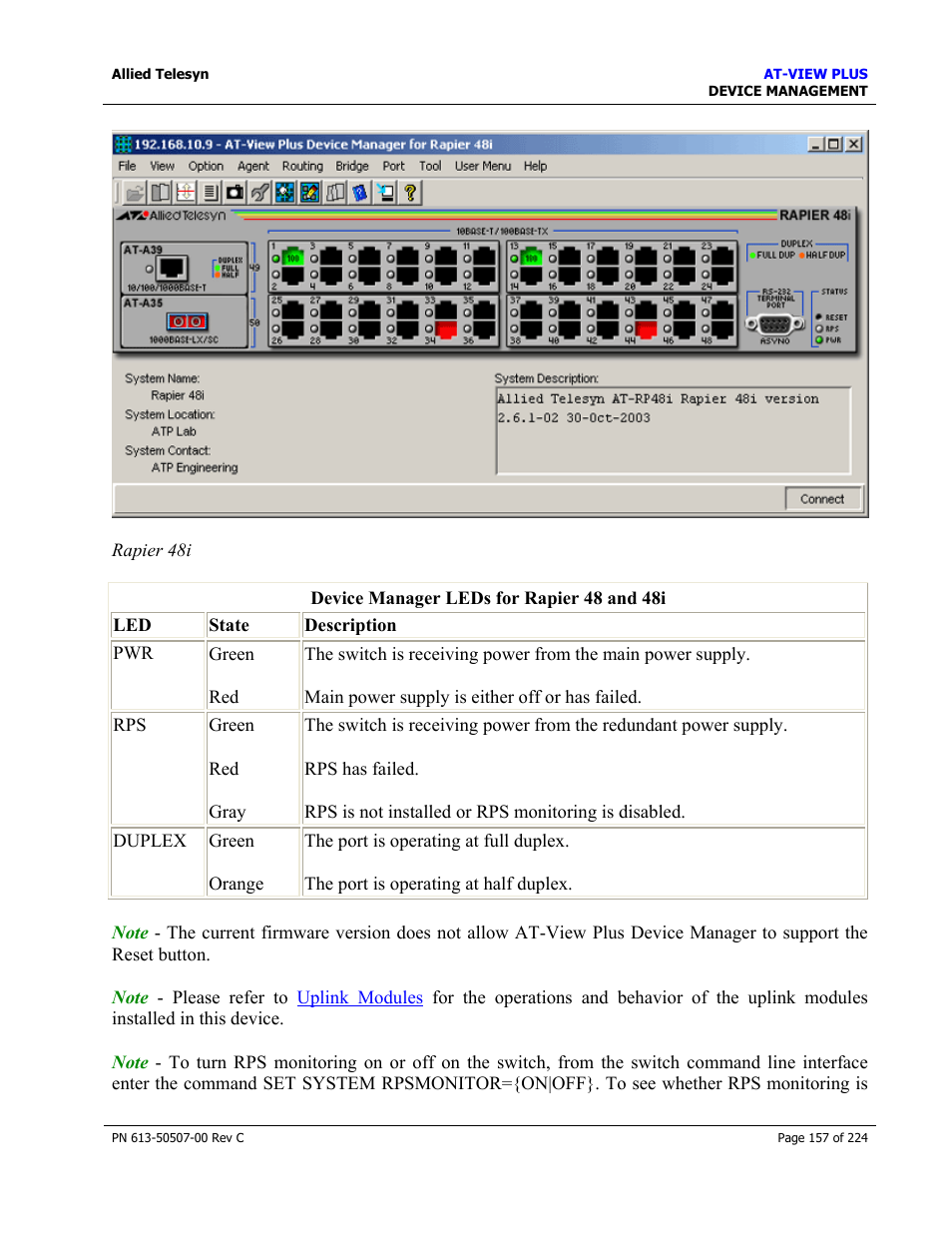 Allied Telesis AT-VIEW PLUS 2.3 DEVICE MANAGEMENT User Manual | Page 157 / 224
