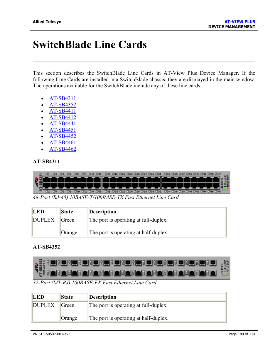 Switchblade line cards | Allied Telesis AT-VIEW PLUS 2.3 DEVICE MANAGEMENT User Manual | Page 180 / 224