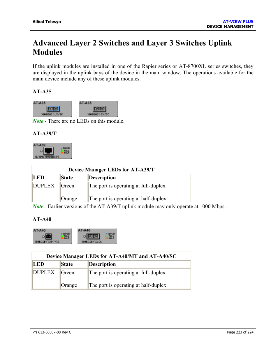 Allied Telesis AT-VIEW PLUS 2.3 DEVICE MANAGEMENT User Manual | Page 223 / 224