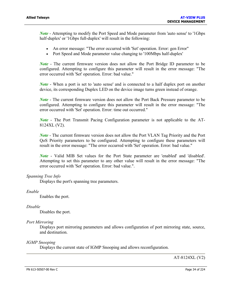 Allied Telesis AT-VIEW PLUS 2.3 DEVICE MANAGEMENT User Manual | Page 34 / 224