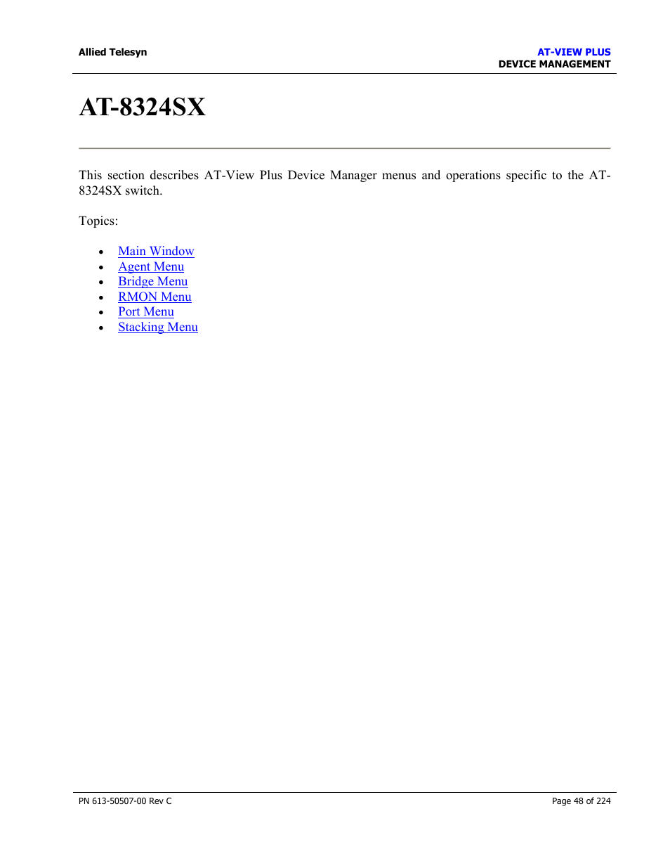 At-8324sx | Allied Telesis AT-VIEW PLUS 2.3 DEVICE MANAGEMENT User Manual | Page 48 / 224
