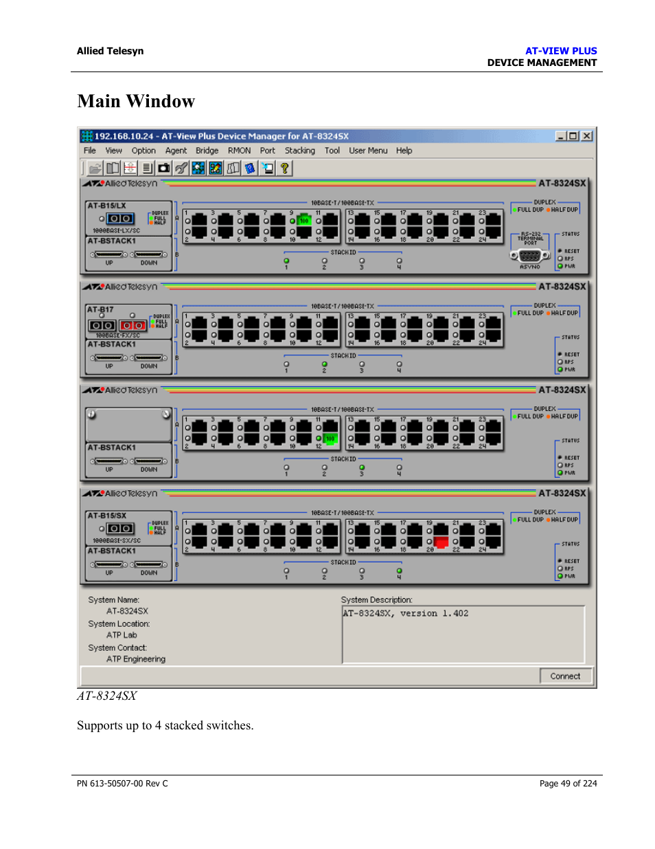 Main window | Allied Telesis AT-VIEW PLUS 2.3 DEVICE MANAGEMENT User Manual | Page 49 / 224