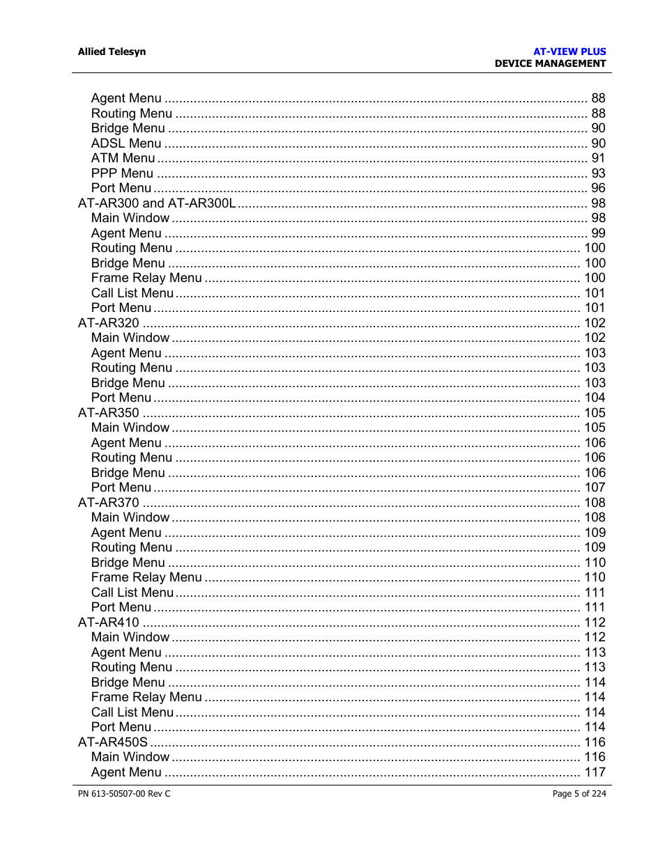 Allied Telesis AT-VIEW PLUS 2.3 DEVICE MANAGEMENT User Manual | Page 5 / 224