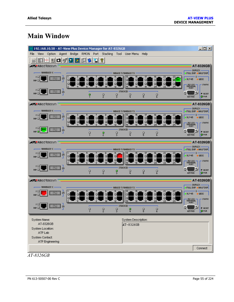 Main window | Allied Telesis AT-VIEW PLUS 2.3 DEVICE MANAGEMENT User Manual | Page 55 / 224