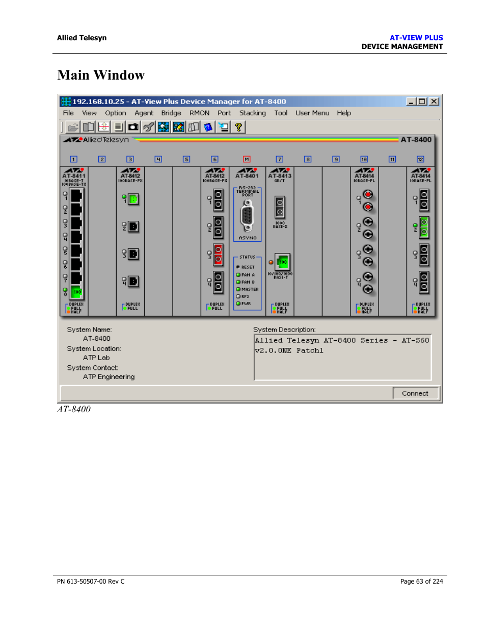 Main window | Allied Telesis AT-VIEW PLUS 2.3 DEVICE MANAGEMENT User Manual | Page 63 / 224