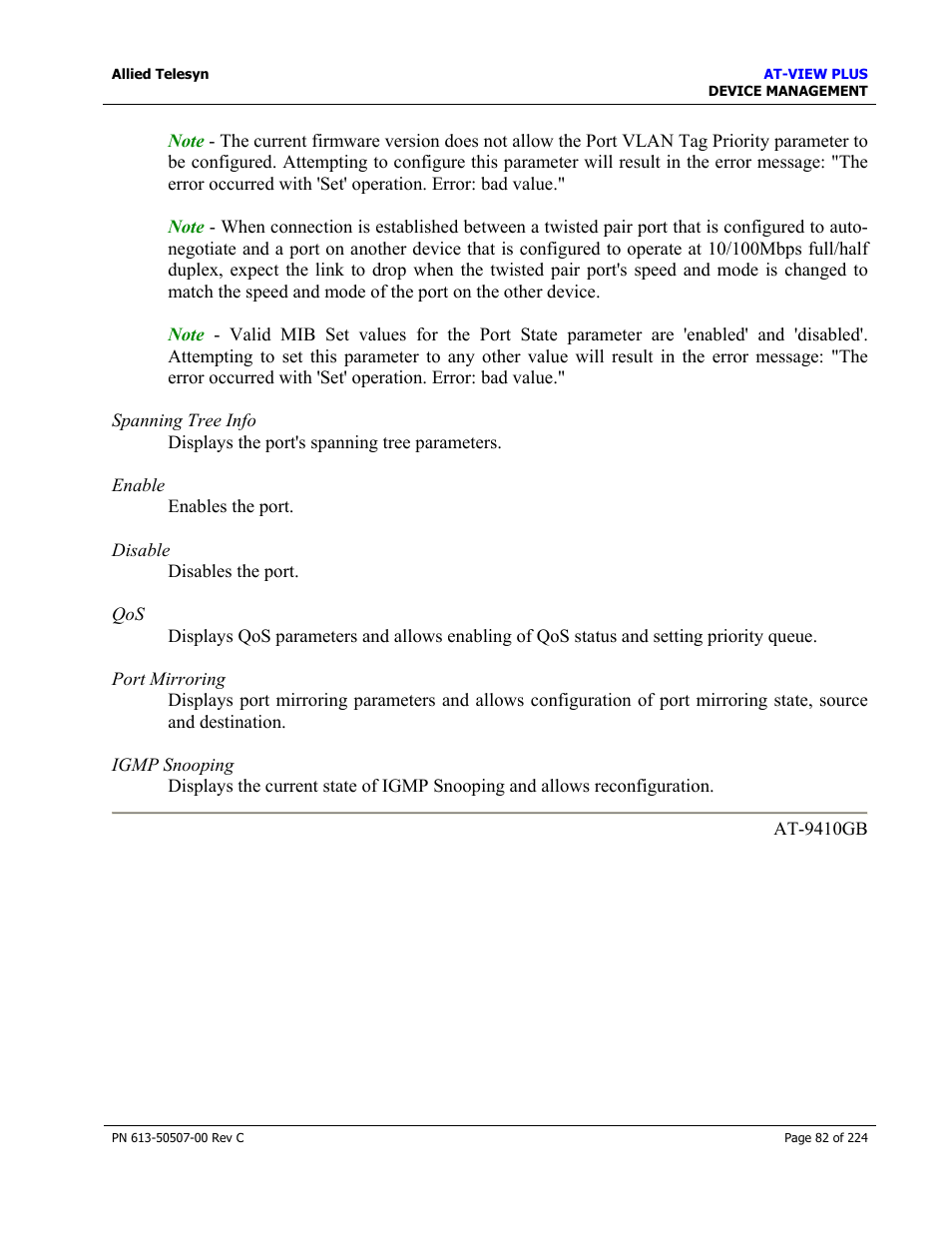 Allied Telesis AT-VIEW PLUS 2.3 DEVICE MANAGEMENT User Manual | Page 82 / 224