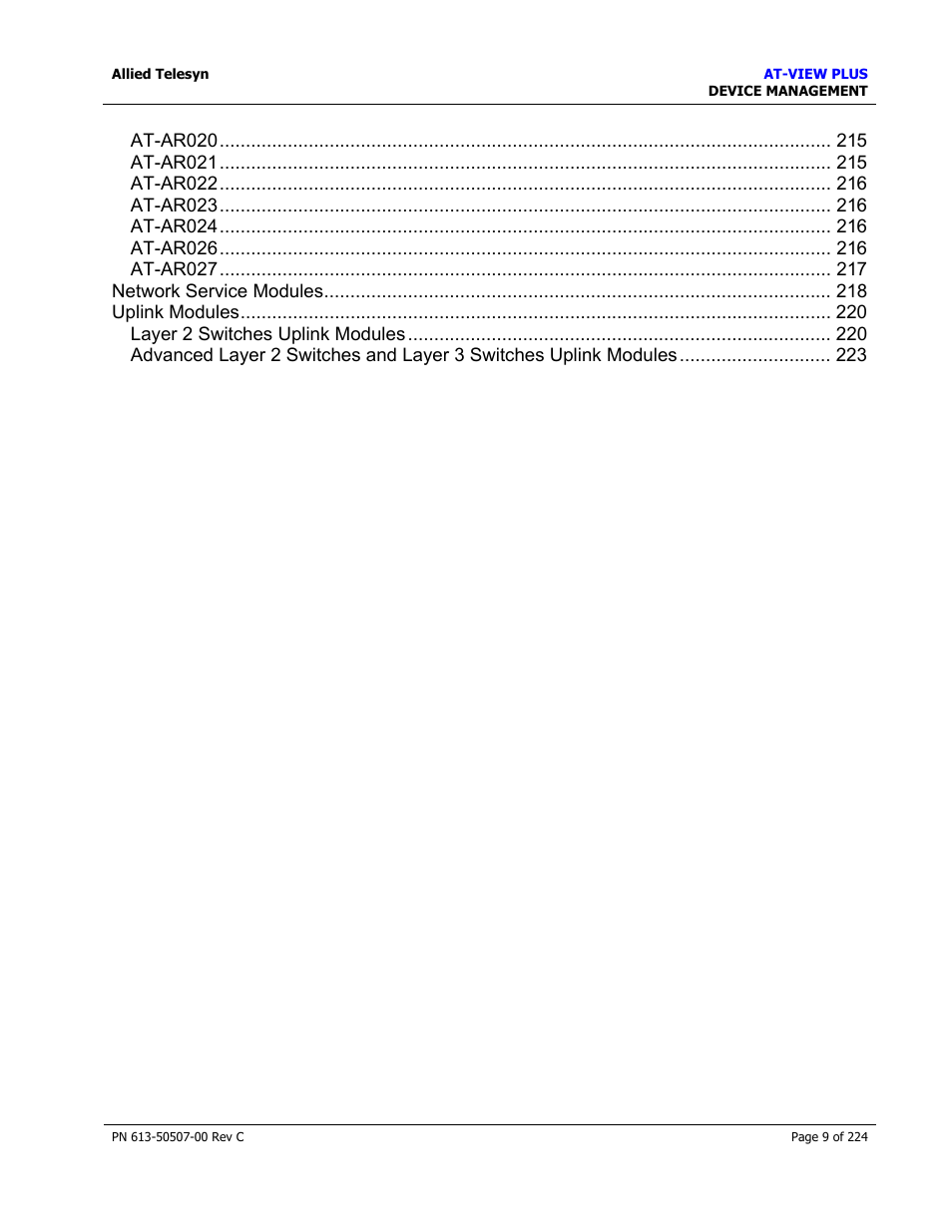 Allied Telesis AT-VIEW PLUS 2.3 DEVICE MANAGEMENT User Manual | Page 9 / 224