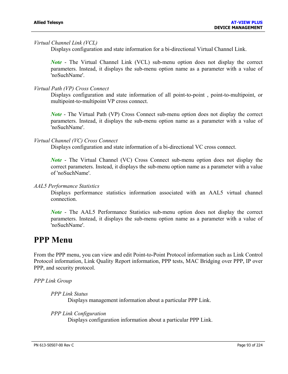Ppp menu | Allied Telesis AT-VIEW PLUS 2.3 DEVICE MANAGEMENT User Manual | Page 93 / 224