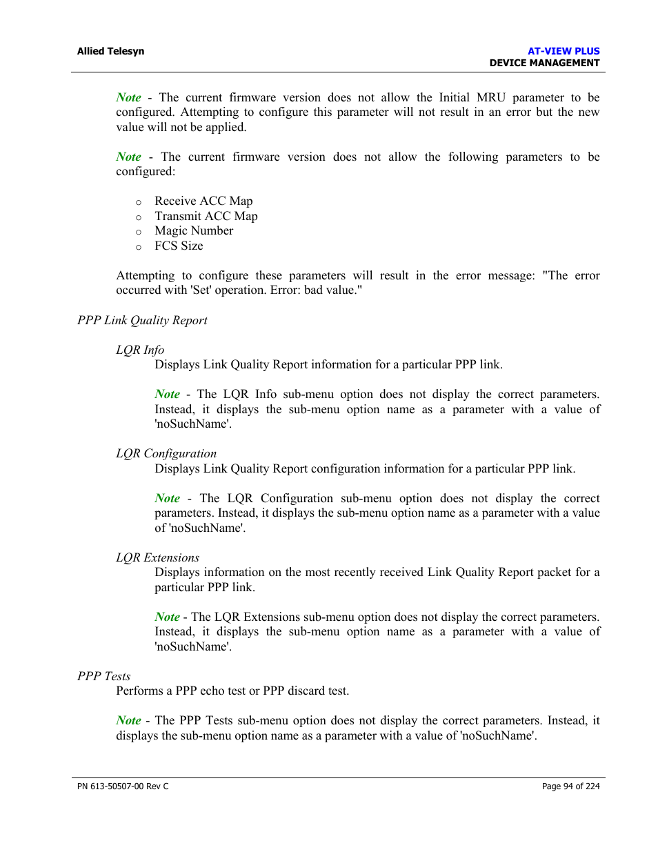 Allied Telesis AT-VIEW PLUS 2.3 DEVICE MANAGEMENT User Manual | Page 94 / 224