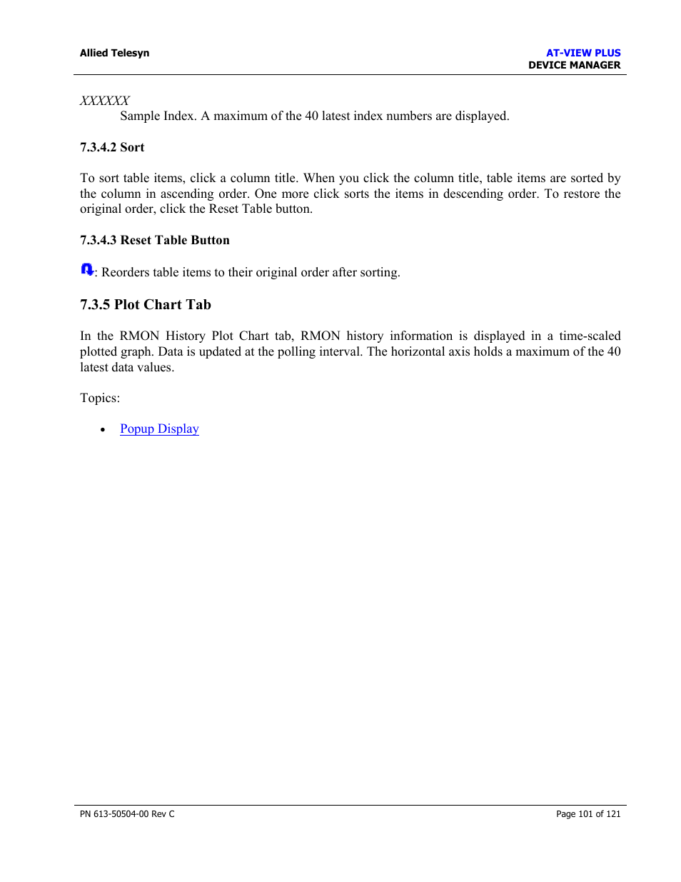 5 plot chart tab | Allied Telesis AT-VIEW PLUS 2.3 DEVICE MANAGER User Manual | Page 101 / 121