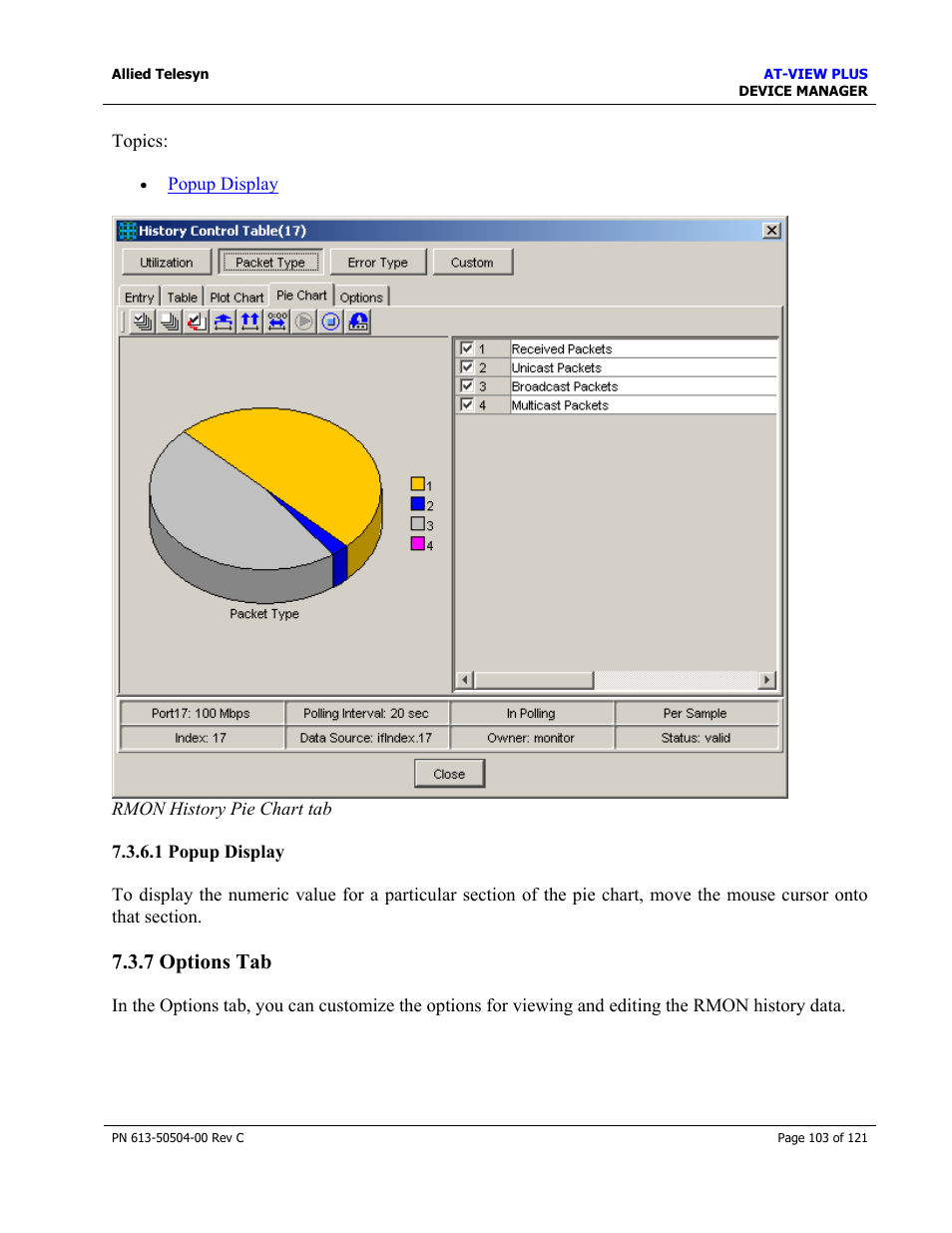 7 options tab | Allied Telesis AT-VIEW PLUS 2.3 DEVICE MANAGER User Manual | Page 103 / 121