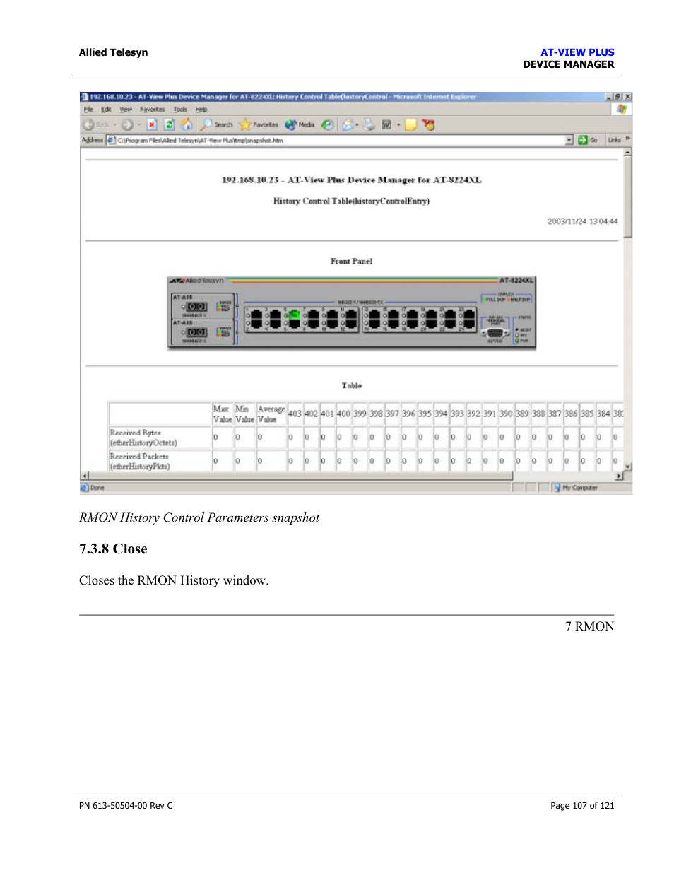 8 close | Allied Telesis AT-VIEW PLUS 2.3 DEVICE MANAGER User Manual | Page 107 / 121