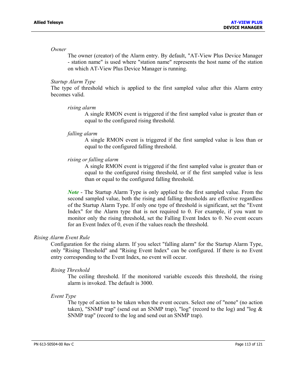 Allied Telesis AT-VIEW PLUS 2.3 DEVICE MANAGER User Manual | Page 113 / 121
